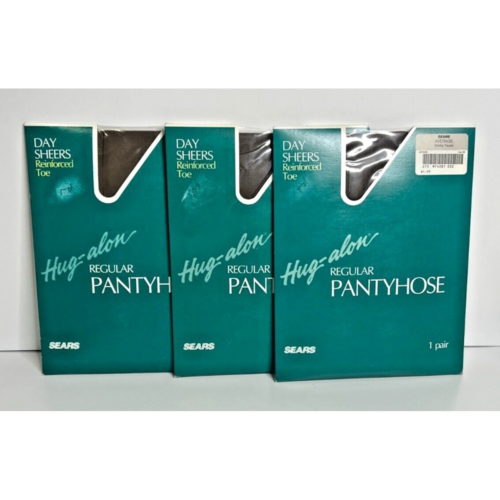 3 Sears Hug-alon Day Sheer Reinforced Toe Regular Pantyhose Average Smoky Taupe